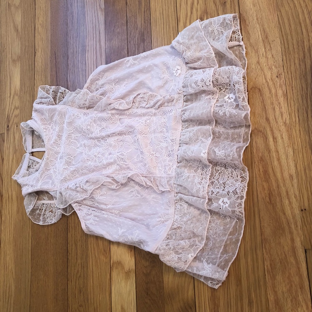 Express light pink lace shirt